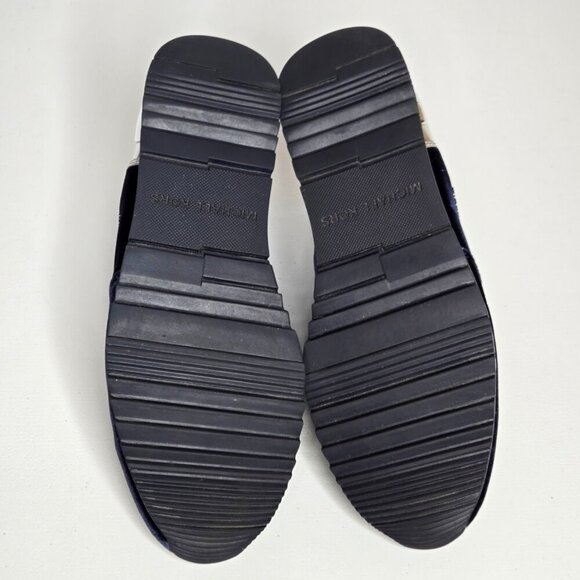 Michael Kors Allie Trainer Admiral Blue Velvet Silver Logo Sneaker Shoes Sz 7.5 - Picture 8 of 9